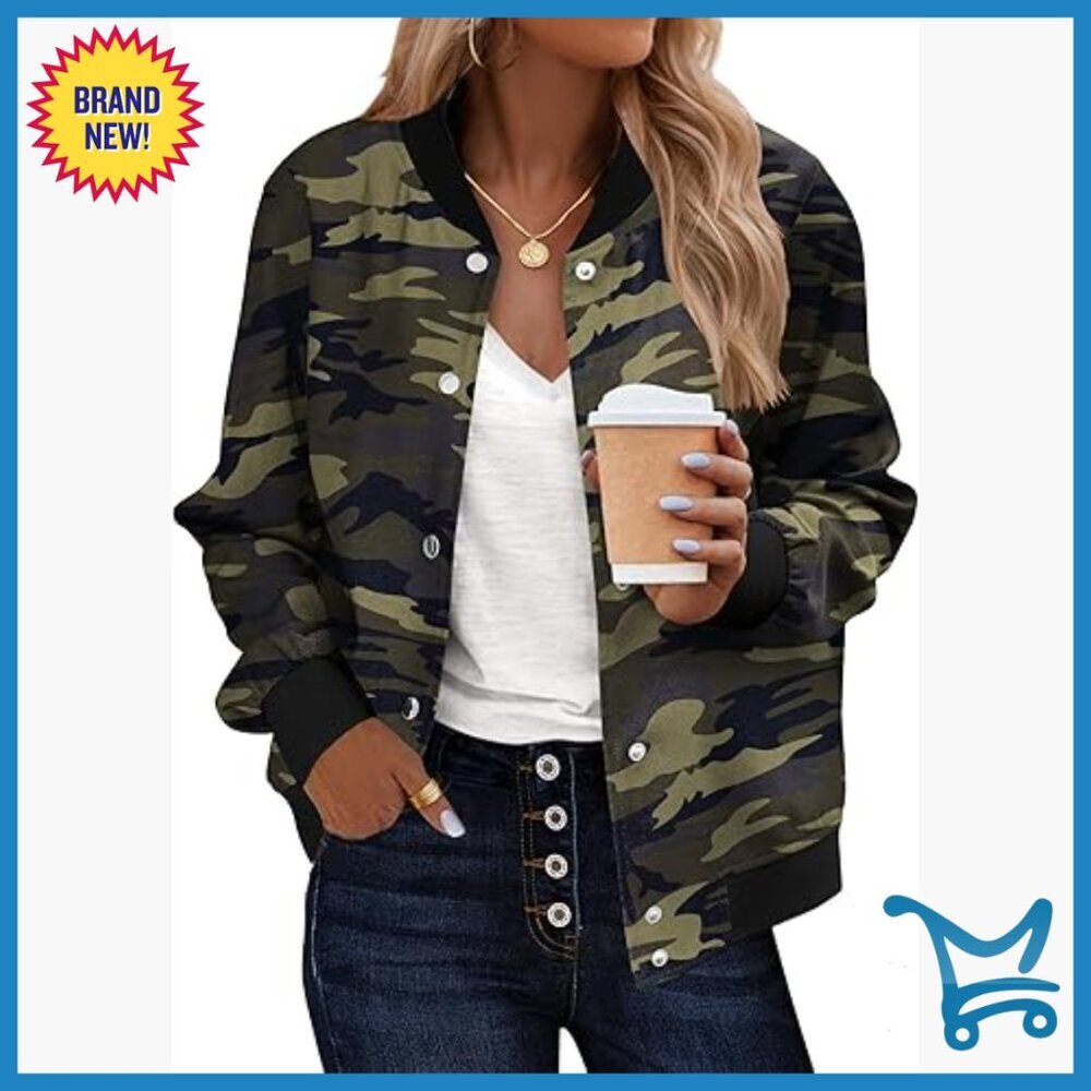 Lightweight Bomber Jacket with Snap Buttons and Pockets, Regular Fit